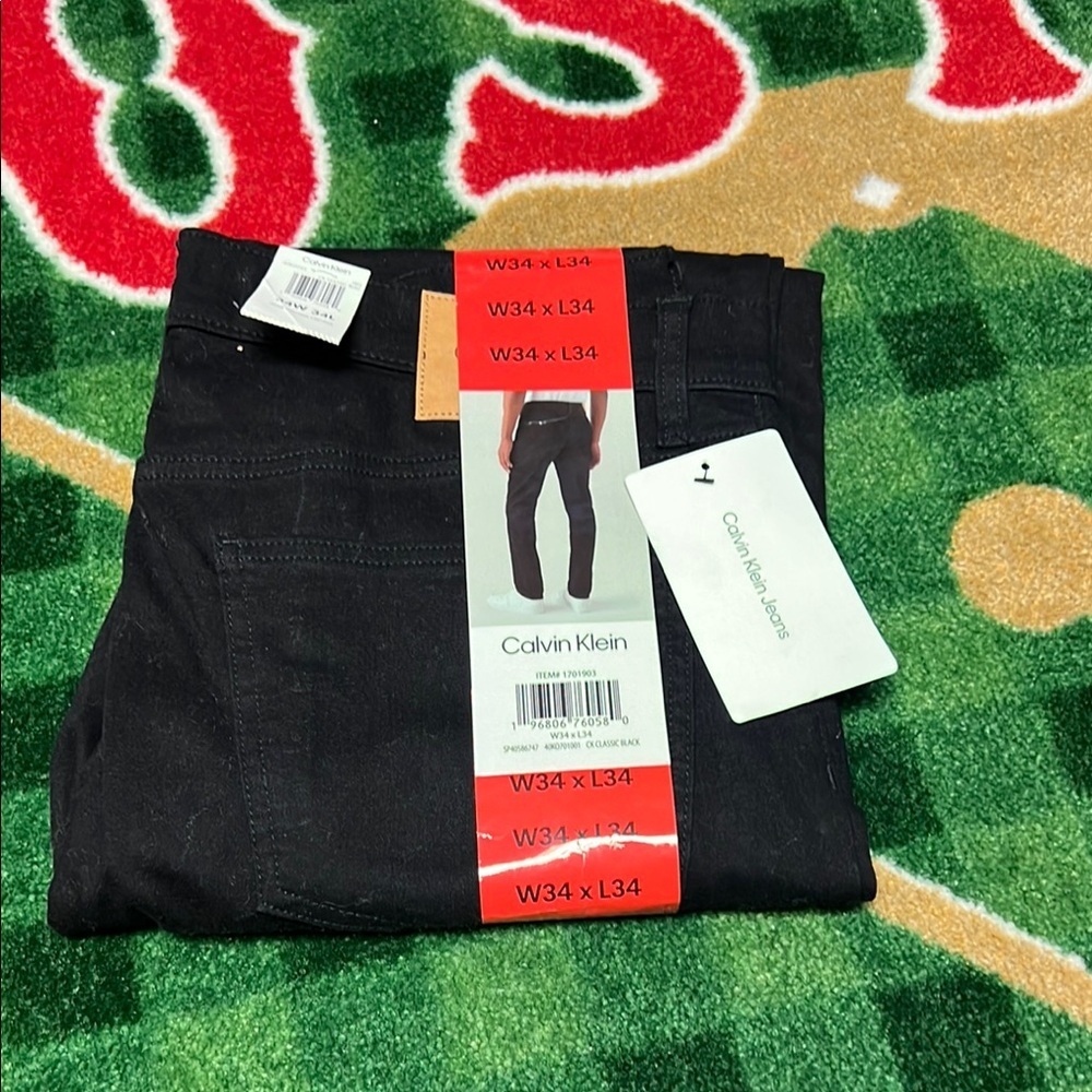 Calvin Klein Jeans Men's 34x34 Black Slim Straight New w/Tags